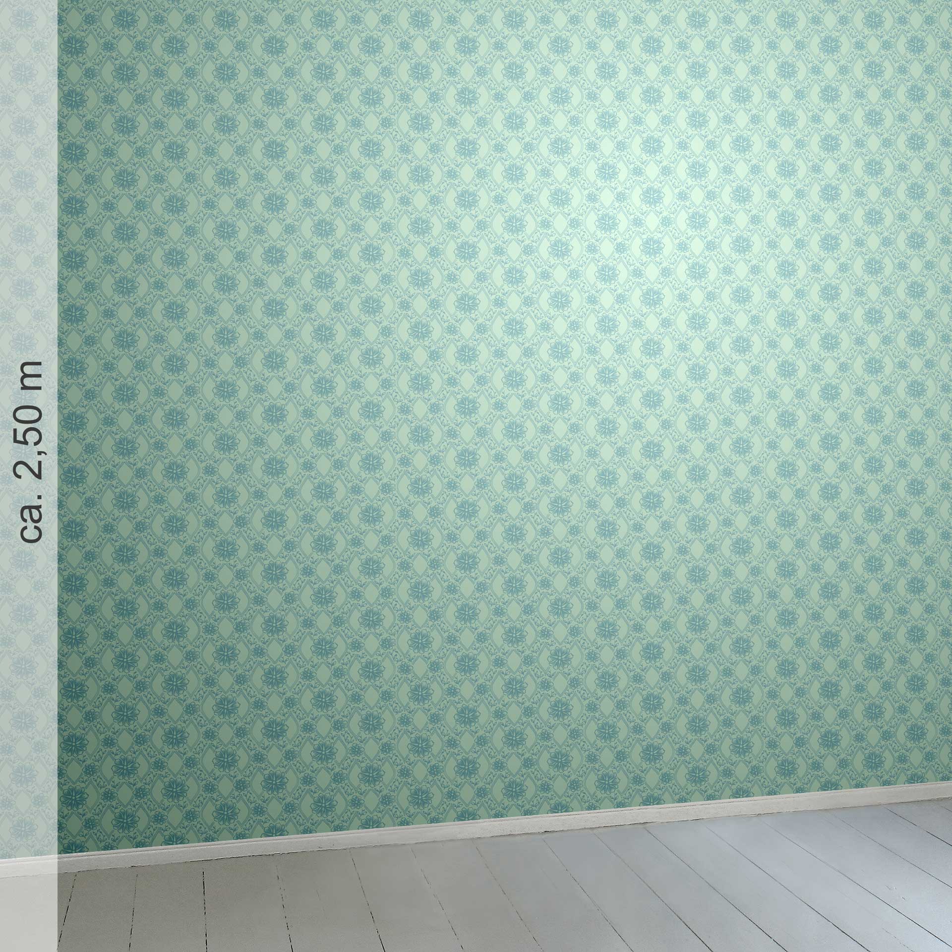 floral 14k. Raumansicht 2,50 m x 2,50 m