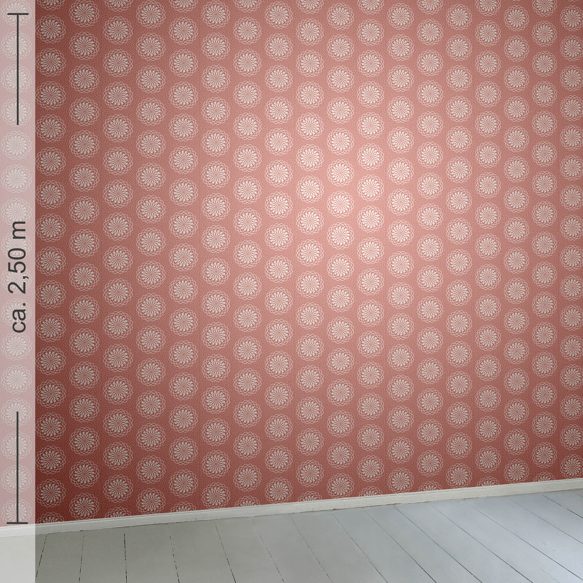 großgemustert 4k, Raumansicht ca. 2,50 m x 2,50 m