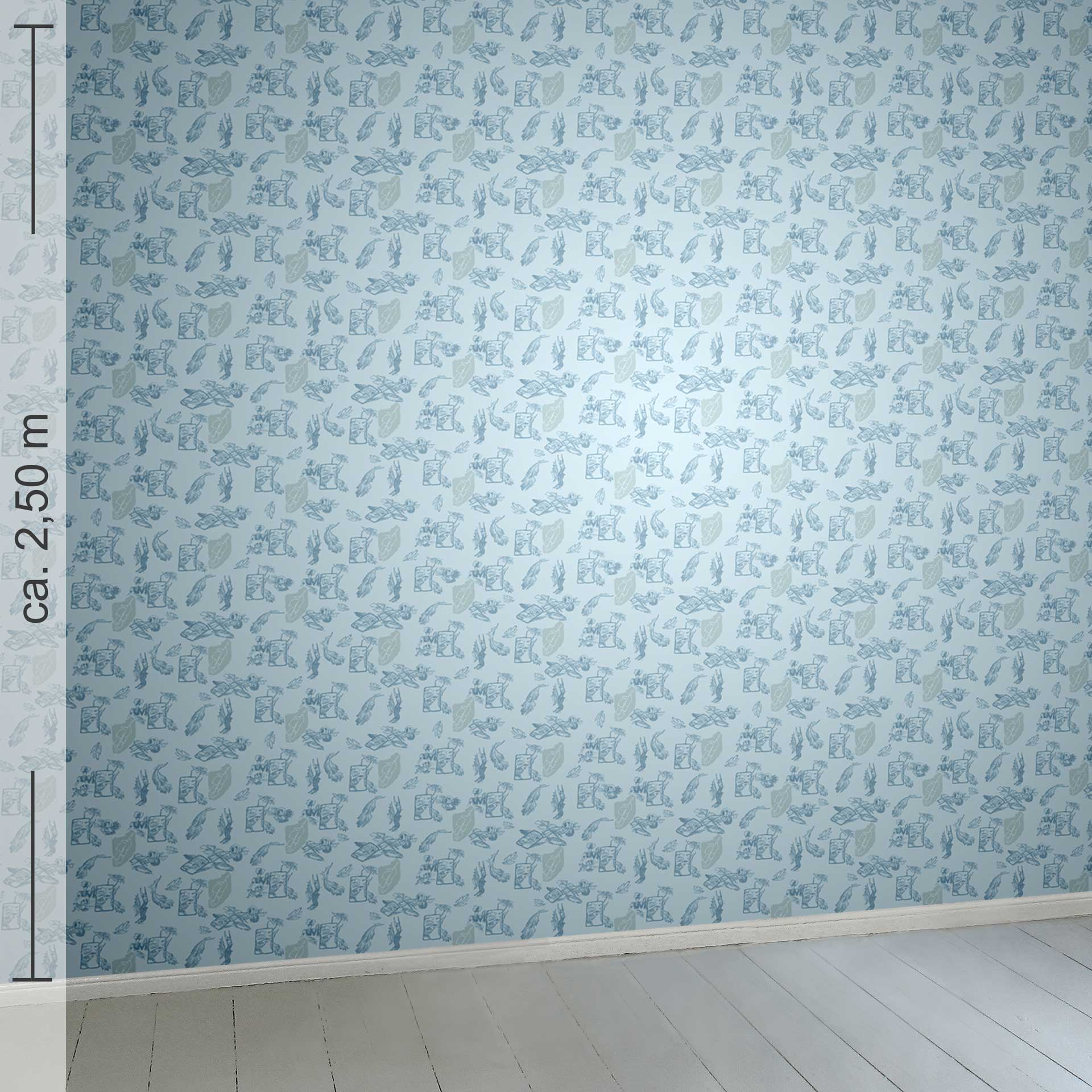 kleingemustert 1h, Raumansicht ca. 2,50 m x 2,50 m