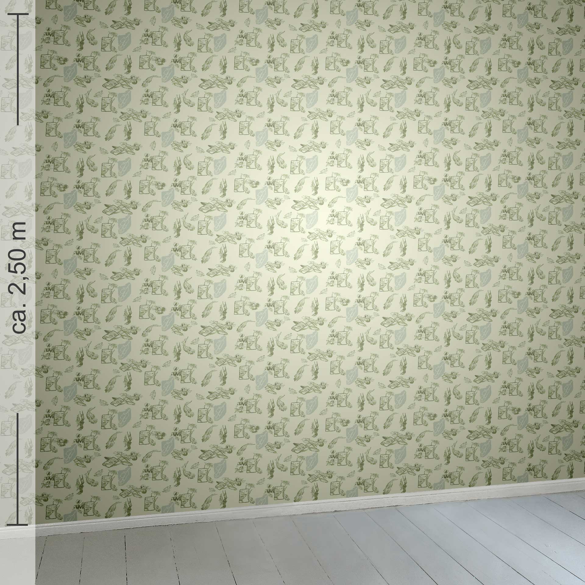 kleingemustert 3h, Raumansicht ca. 2,50 m x 2,50 m