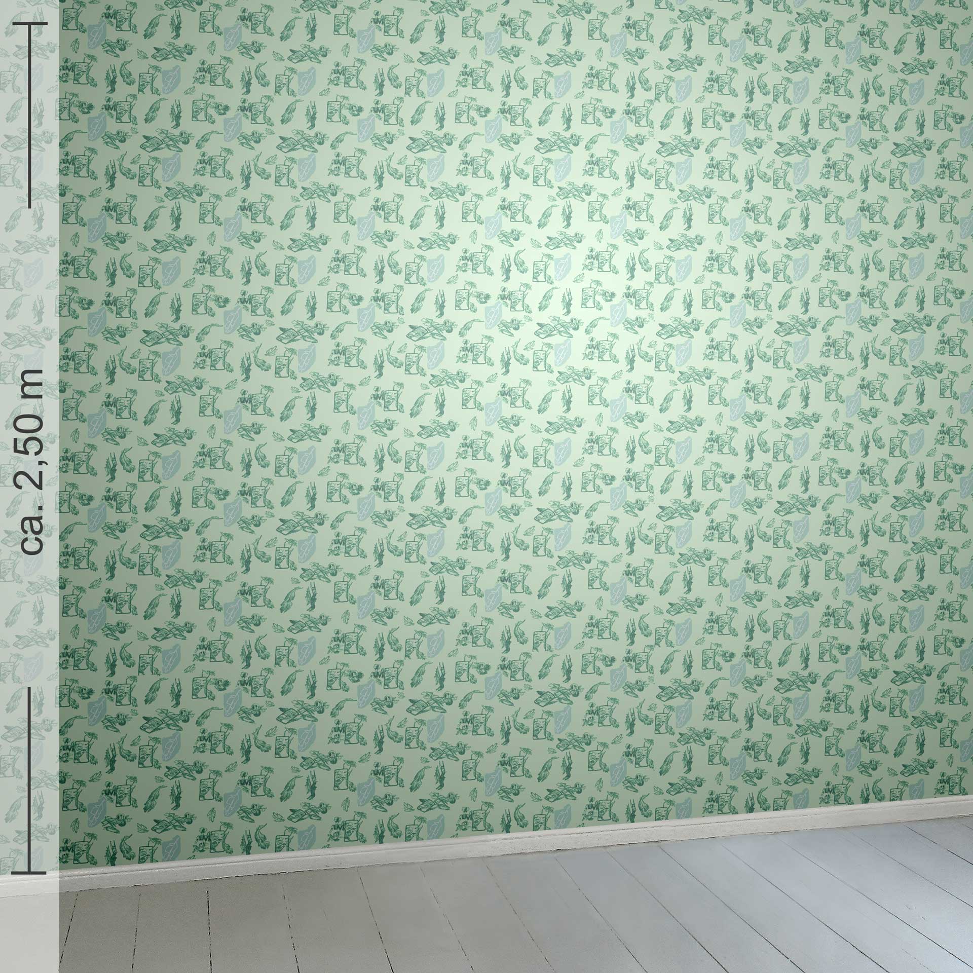 kleingemustert 5h, Raumansicht ca. 2,50 m x 2,50 m