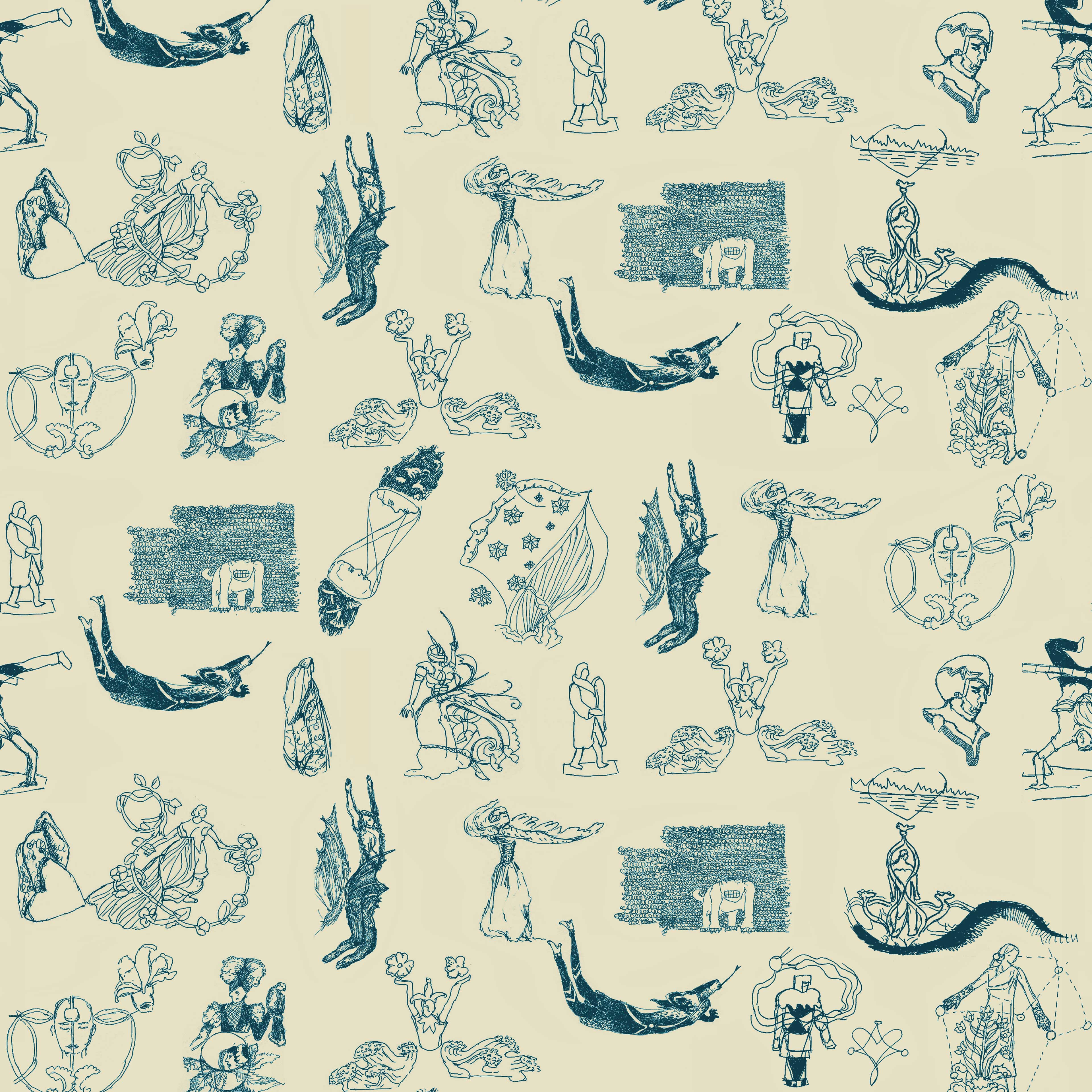 kleingemustert 6h, eine Bahnbreite 50 cm