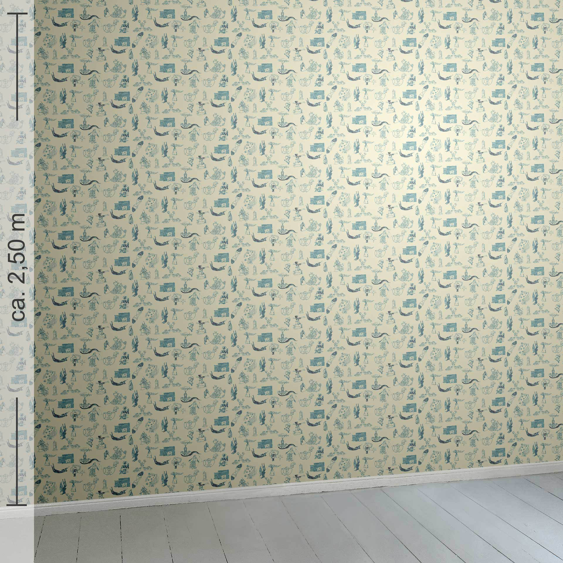 kleingemustert 6h, Raumansicht ca. 2,50 m x 2,50 m