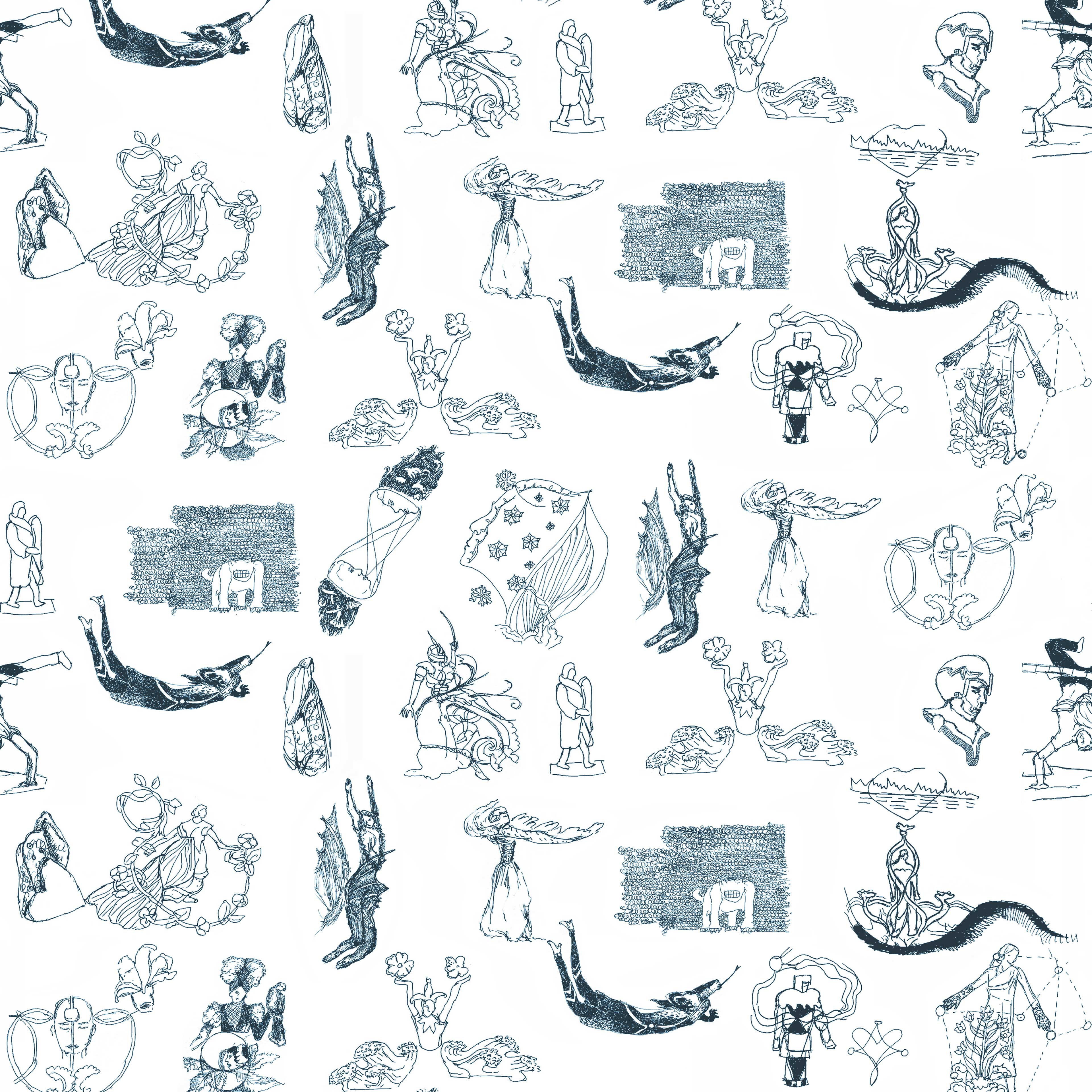 kleingemustert 7h, eine Bahnbreite 50 cm