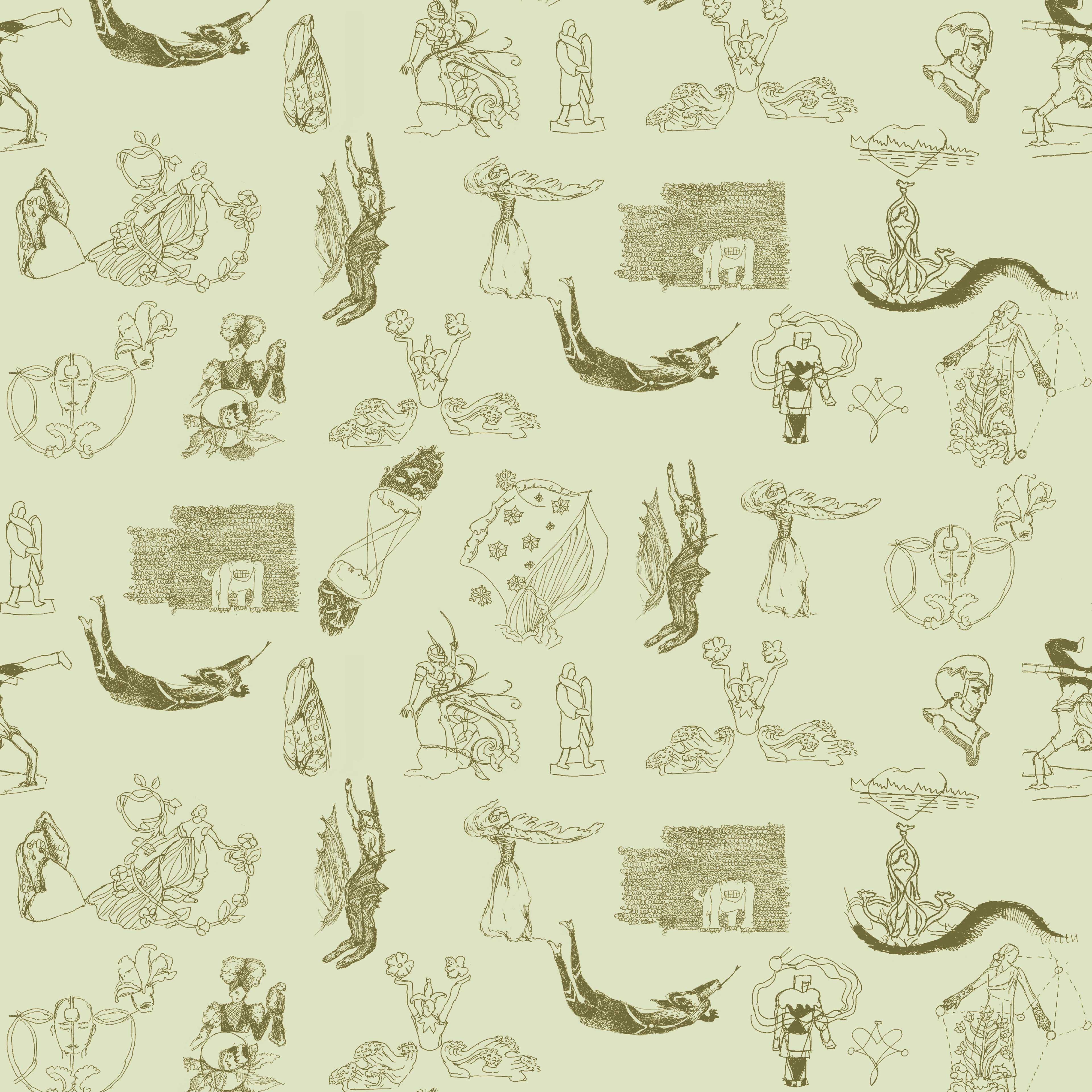 kleingemustert 9h, eine Bahnbreite 50 cm