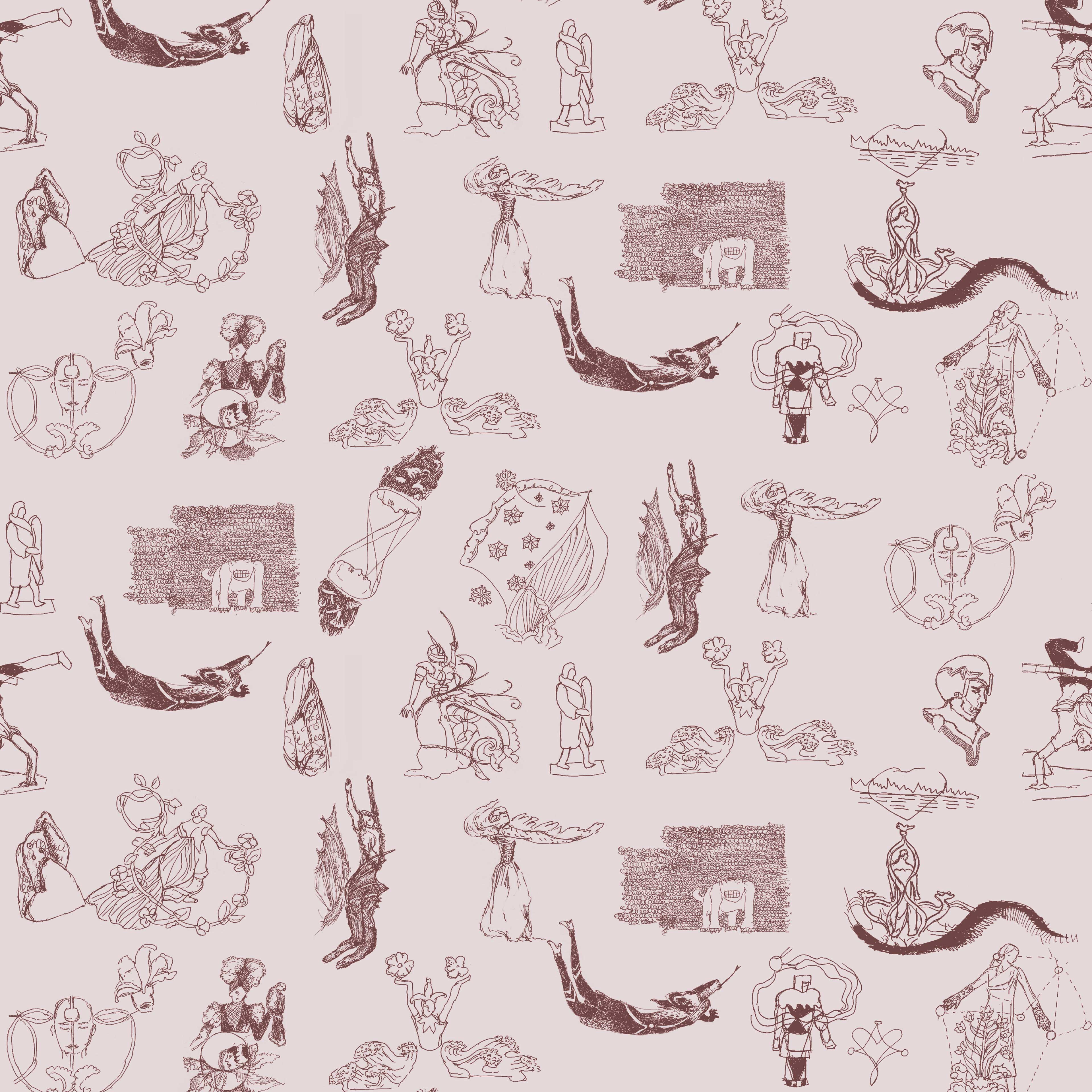 kleingemustert 10h, eine Bahnbreite 50 cm